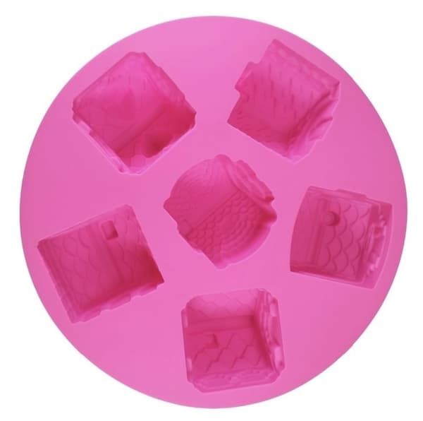 Små Hus Silikonform 3D Gjutform Mini Stugor By Stad Lila purple
