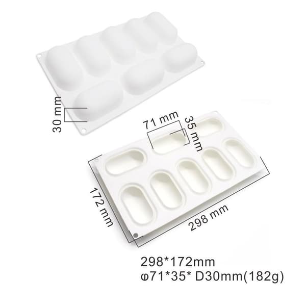 Aflange 8 stk Mousseform Pude | Silikoneform Vit white