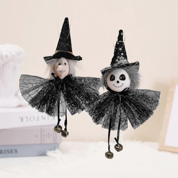 Halloween hengende dekorasjon heks gresskar 4 stk