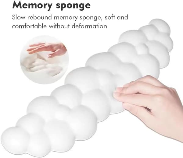 Ergonomic Cloud Wrist Rest for Keyboard and Mouse, PU Leather Memory Foam, Non-Slip