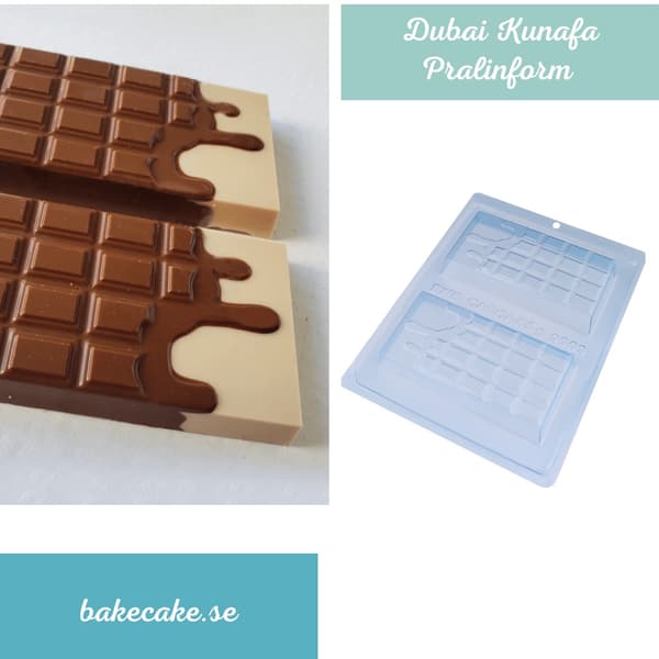 Pralinform Dubai Kunafa Block Sjokoladeform - BWB 9909 - 3-delt form Transparent transparent