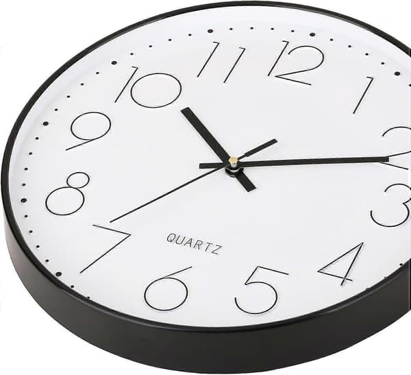 Seinäkello 30 cm Hiljainen Kvartsi Koristekellot Moderni Suuri Numero Pyöreä Kello (Musta)