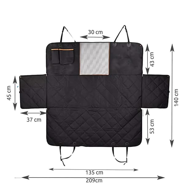 Bilbeskyttelse hundemåtte sort 140x209 cm MP5403