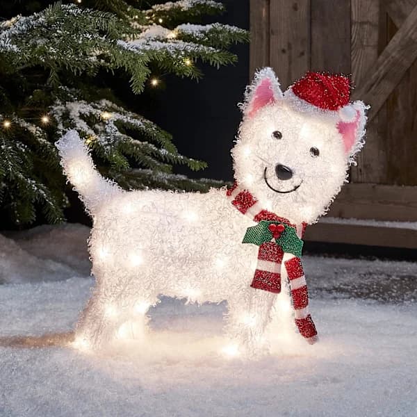 [PL] Utendørs julebelysning Westie hundefigur hagedekorasjon