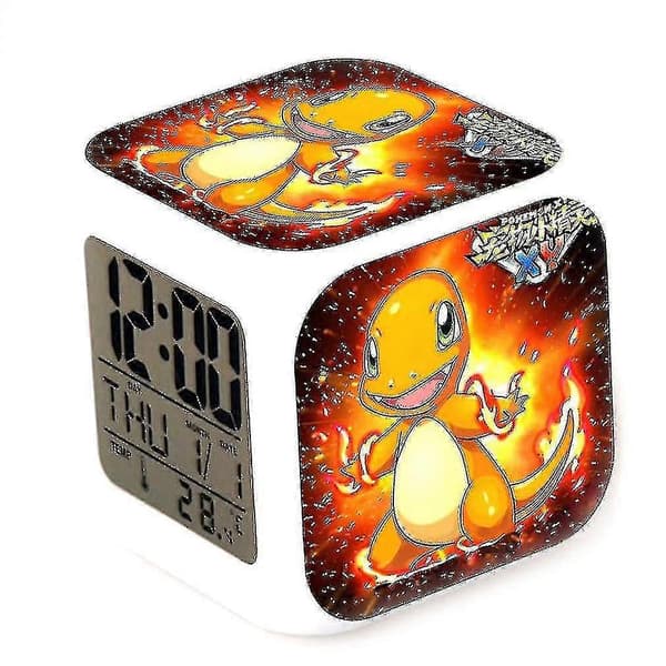 Charmander Digitalt Termometer Glødende Terning Vækkeur 7 Farveskiftende