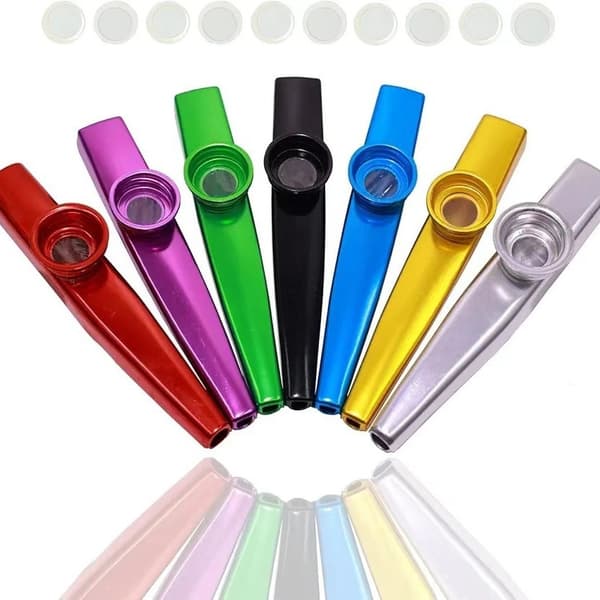6 Kazoo i metall, musikkinstrument for barn