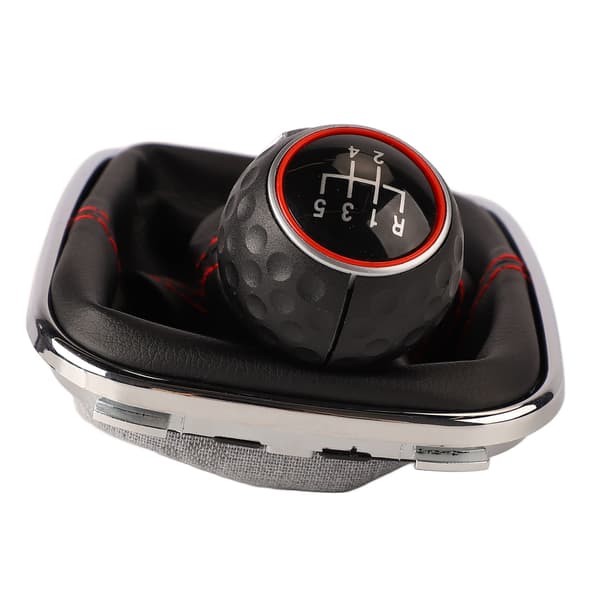 Car Gear Shift Knob Cover 5 Speed Red Stitch Comfortable Touch Automatic Gear Shift Knob Cover Replacement for Bora