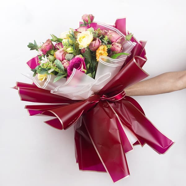 20 ark vattentätt blomomslagspapper, färska blommor, bukett, presentomslagspapper Grå Grey