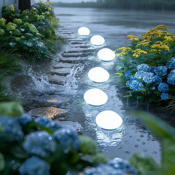 LED-solcellelampe sten koldhvid / solcellebelysning til haven