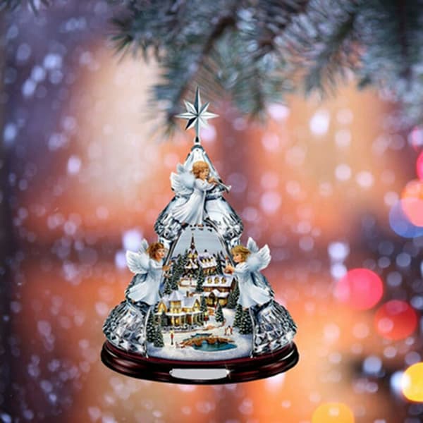 Christmas Tree Rotating Sculpture Train Decoration Window Stickers Decals Christmas Decorations Home Decoration B