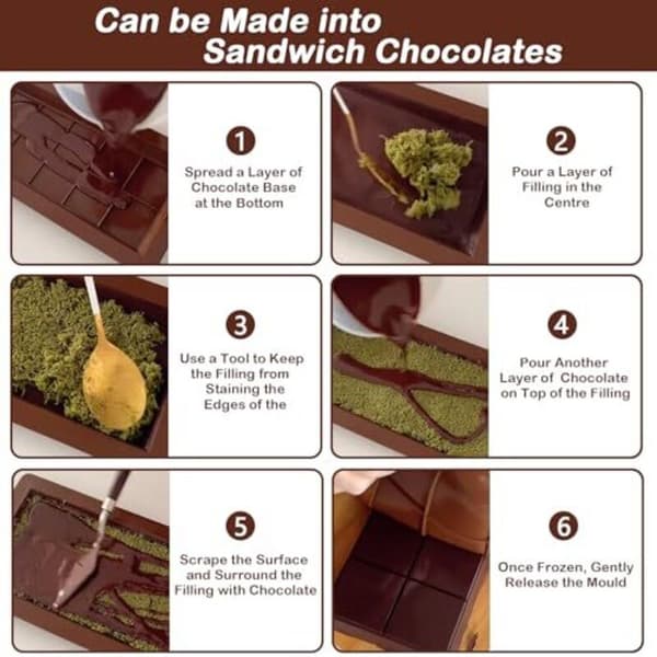 Chokoladekageform 4-delt silikonechokoladeform 10-huls chokoladeform til chokolade, praliné og slik