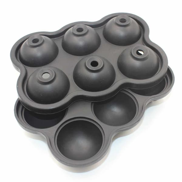 2-pak 6 runde isterninger silikone isform isterningkugler sort black