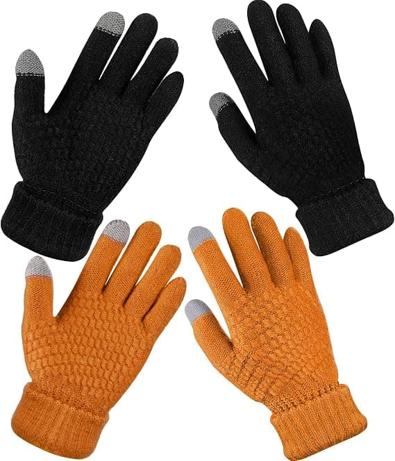 2 par dame vinter touchscreen handsker varme fleeceforede strikhandsker elastiske manchetter vinter sms handsker