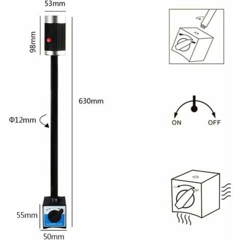 9W LED arbejdslys – Kraftig magnetfod – 360° fleksibel arm – 220V – 1080 lm lysstrøm