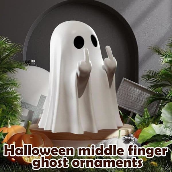 Halloween Langfinger Spøgelse Borddekoration Sort Hvid 8,5x4,5 cm Sæt med 2