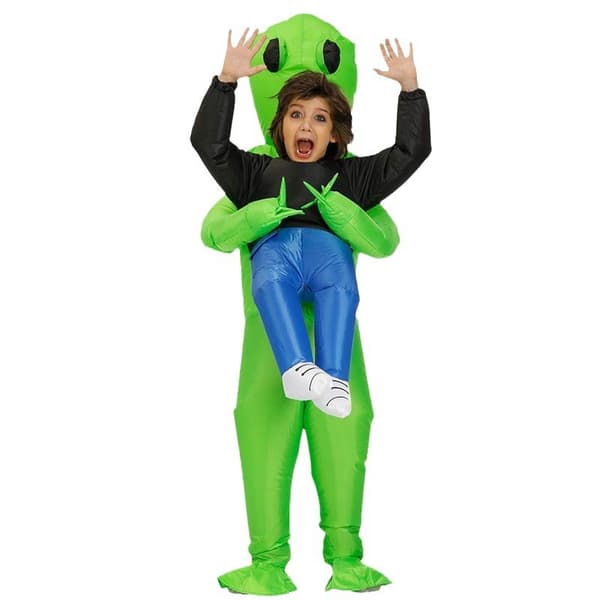 Oppustelig Alien-dragt til børn, grøn Halloween- og Cosplay-outfit