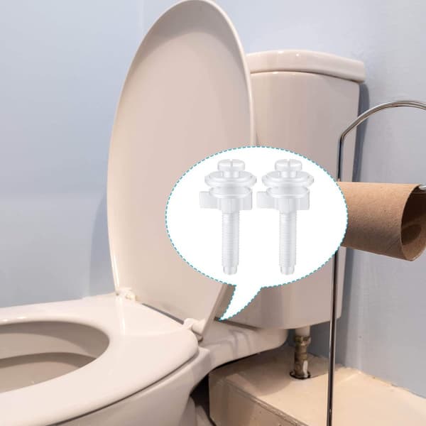 Replacement Toilet Seat Screws, Plastic Hinge Bolts with Nuts and Washers, White, 4 Pcs