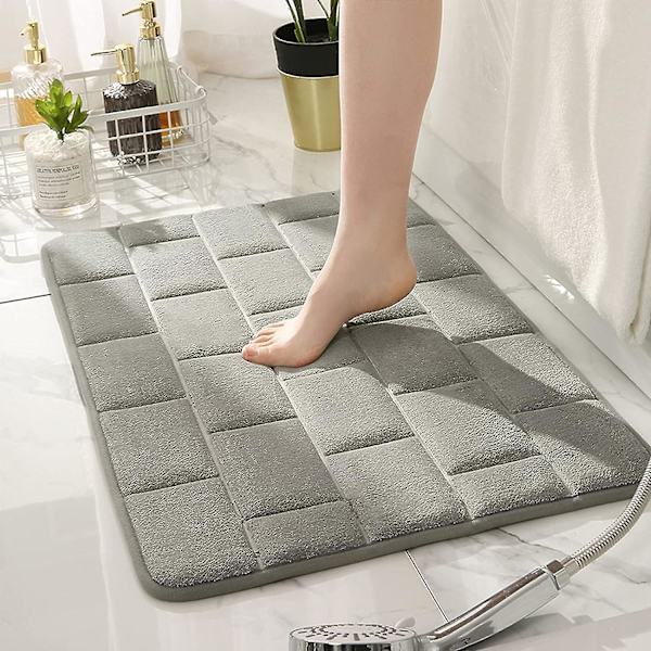 Badrumsmatta Superabsorberande Vatten Halkfri Memory Foam Badrumsmattor För Badrum Maskintvättbar Snabbtorkande 40 X 60 Cm Ljusgrå