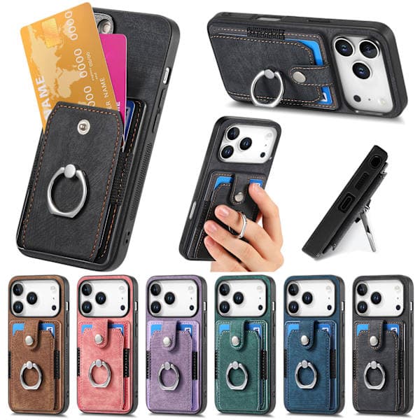 iPhone 17 Pro mobiltelefondeksel, ensfarget, med kortholder iPhone 17 Pro iPhone 17 Pro iPhone 17 Pro