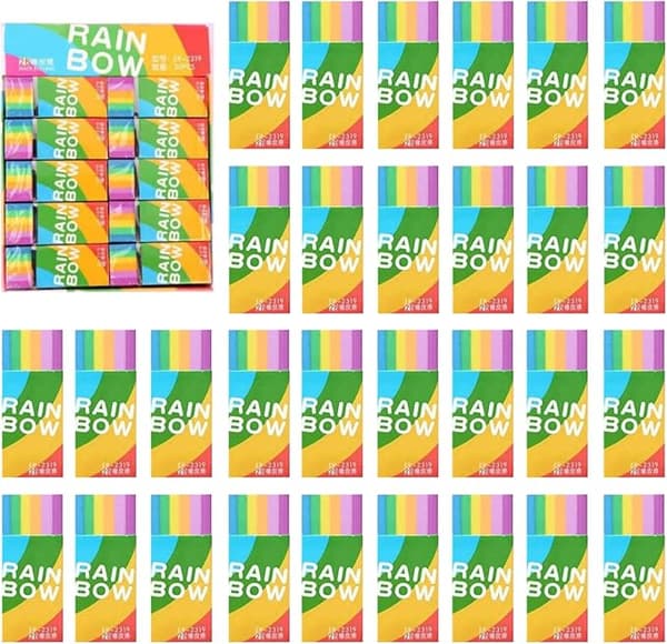 2B Mini Rainbow Viskelær 30-pakning