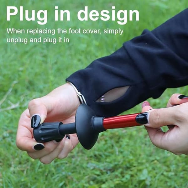 Walking pole protection, 8 pieces black, non-slip rubber buffer for 11 mm hole, for hiking