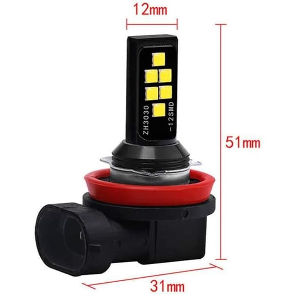 H11 H8 LED-tåkelyspærer 2x 3030 SMD Rosa 280° spredningsvinkel