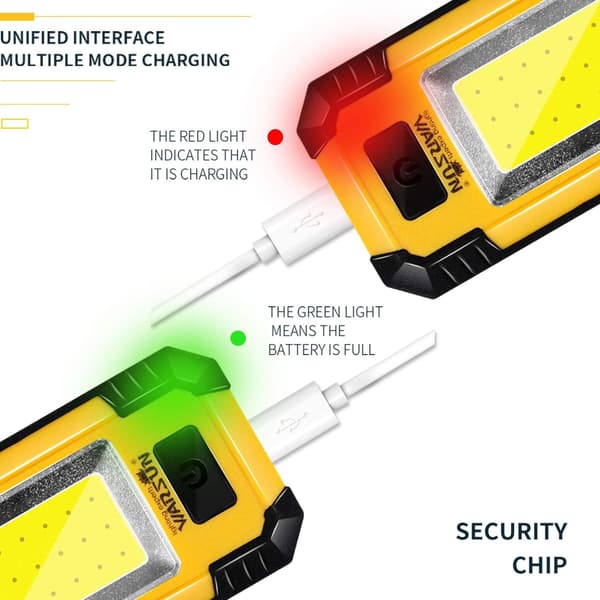 Rechargeable LED Work Light, Magnetic Mechanical Lamp, Portable, RV, Maintenance, 30w, 1200, High Current, Bright Yellow