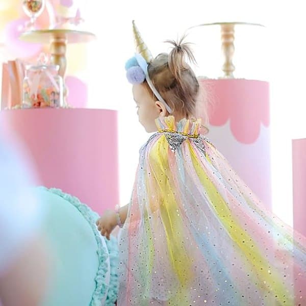 Prinsessekjole til piger 3-8 år, 11-delt sæt med krone, farverig Colorful