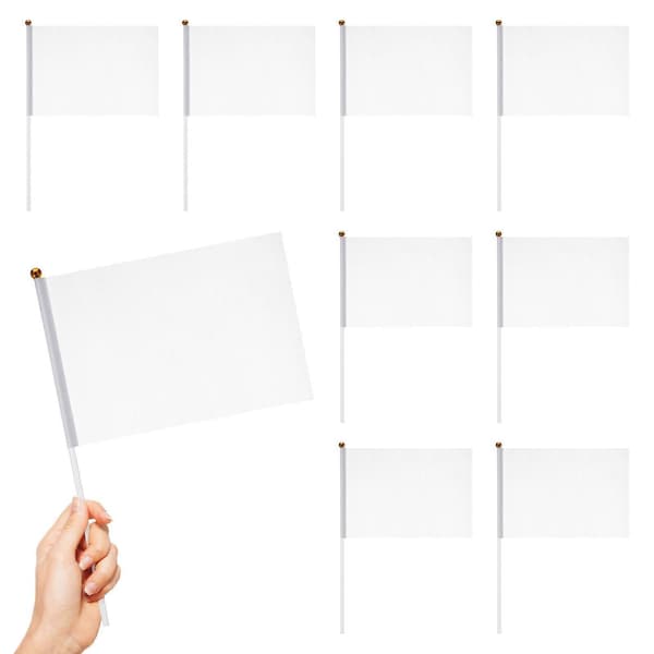 24 Pcs White Flags Handheld Flags Hand Waving Referee Flags Yard Lawn Marking Flags (White)