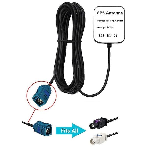 Waterproof Active GPS Antenna for Vehicles with Fakra Z Connector, 28 dB Gain, 3-5 V DC