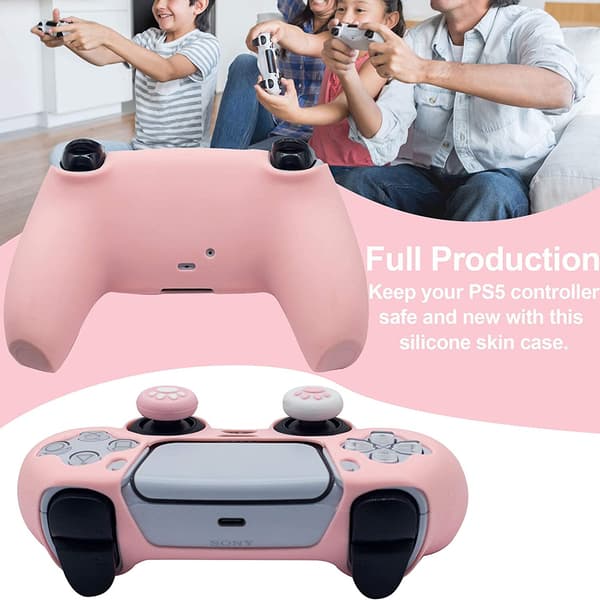 Cute Skin Cover for PS5 Controller, Non-Slip Silicone Protective Rubber Case, Black and Grey Blue