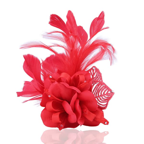 Koreansk tygbrosch corsage bröllop 19x10cm fjäder