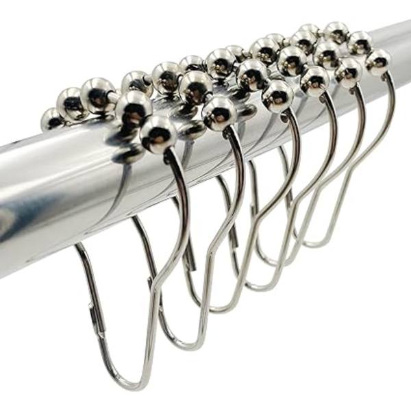 Duschdraperikrokar, 12-pack rostfria rullkulor B