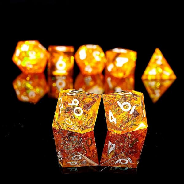 Polyedrisk terningesæt 7 dele skarpe håndlavede terninger med skarpe kanter til RPG brætspil Pathfinder