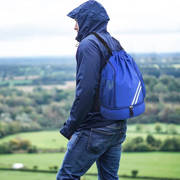 Drawstring Backpack, Large Capacity, Lightweight, Dry and Wet Separation, Blue, 43x34x15cm