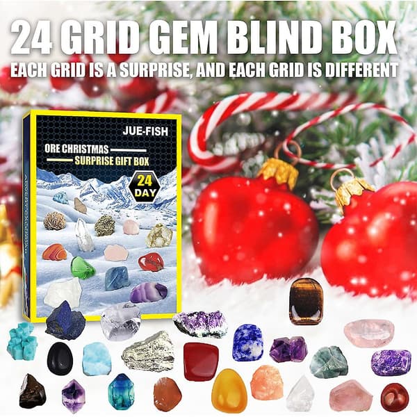 24-dagars julkalender med ädelstenar och kristaller för healing - Advent Blind Box julklapp