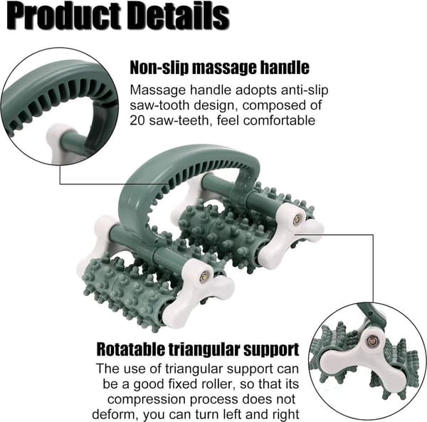 Anti-Cellulite Massage Roller, Fascia Roller for Muscles, Deep Tissue Release, Green