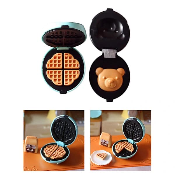 Realistic Miniature Plastic Toaster, Waffle Iron, Toy Kitchen for Play Set