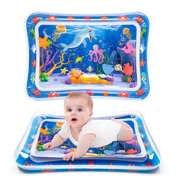 Oppblåsbar magetidsvannteppe Vannlekematte for spedbarn og småbarn Baby Fun Time Play Mat Sensorisk leke for 3 til 24 måneder