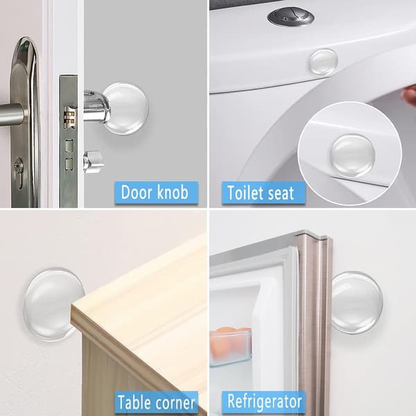 Door Handle Wall Protector, Transparent Soft Rubber, Self-Adhesive Door Stop Buffers for Home Walls, 12-pack 50 x 5 mm