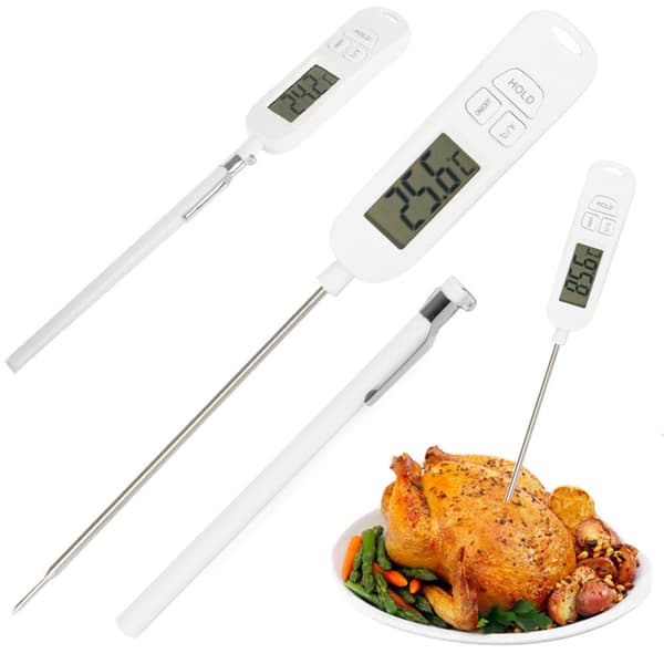 Stegetermometer | Madlavningstermometer med LCD Display hvid white