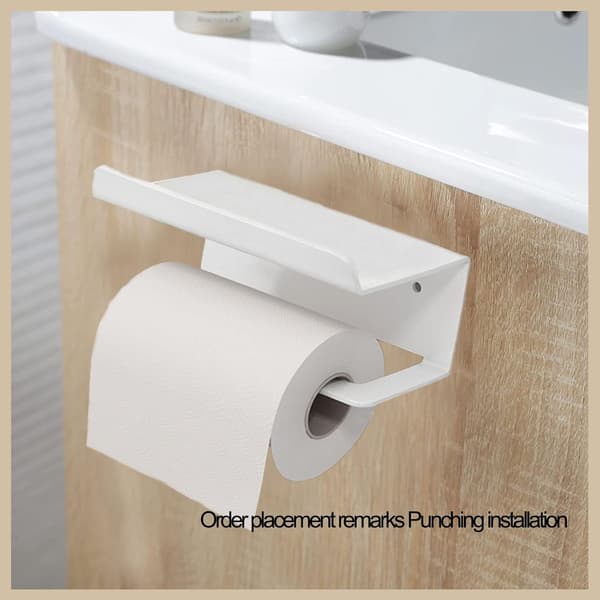 Toiletpapirholder i rustfrit stål med hylde til badeværelse og køkken