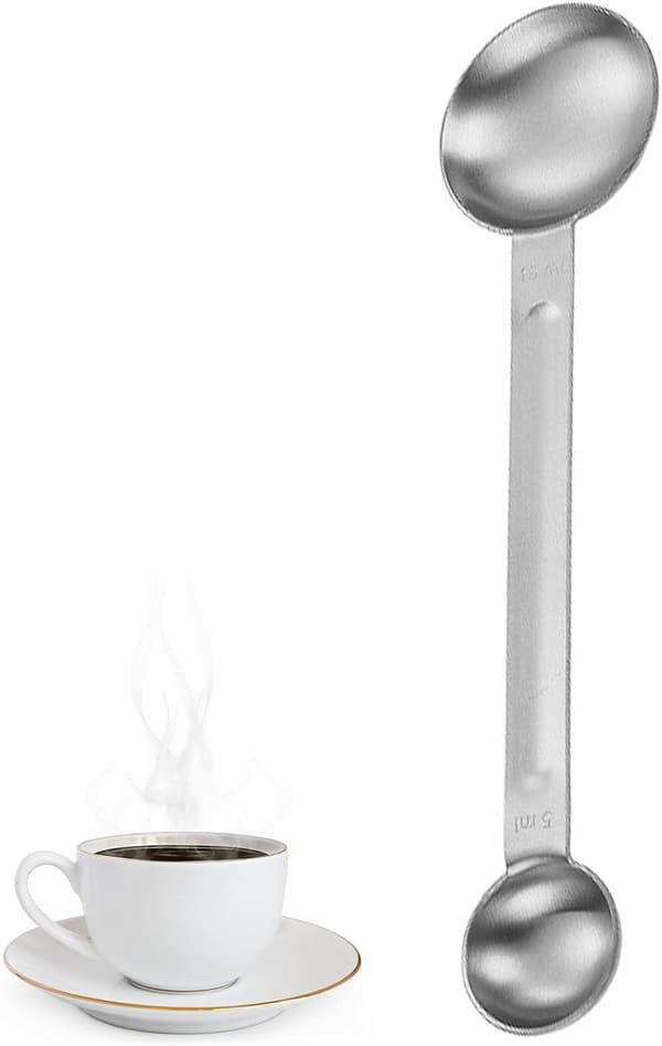 Kaffeskje for malt kaffe - Rustfritt stål | Multifunksjonelle kaffeverktøy for måling og stamping Sølv Silver