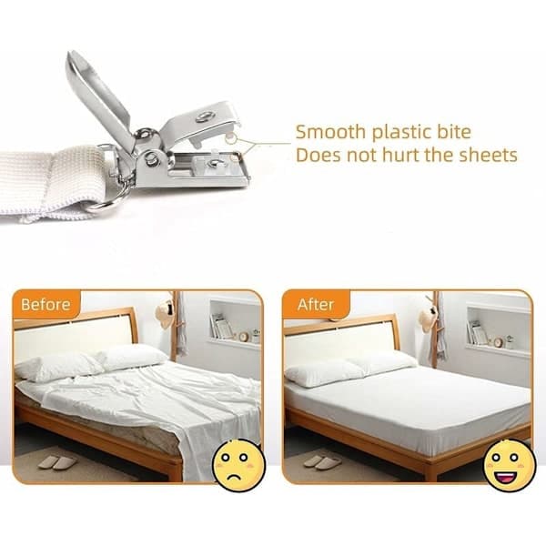 Justerbar lakenstrammer (70 cm til 230 cm) - (Hvit, 4 sett)
