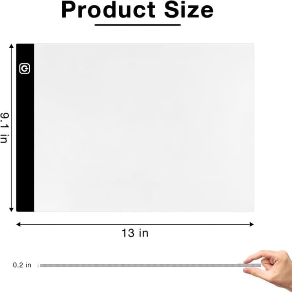 A4 LED Light Pad Drawing Board with USB Power Cable and 4 Fastening Clips, Diamond Art Light Board