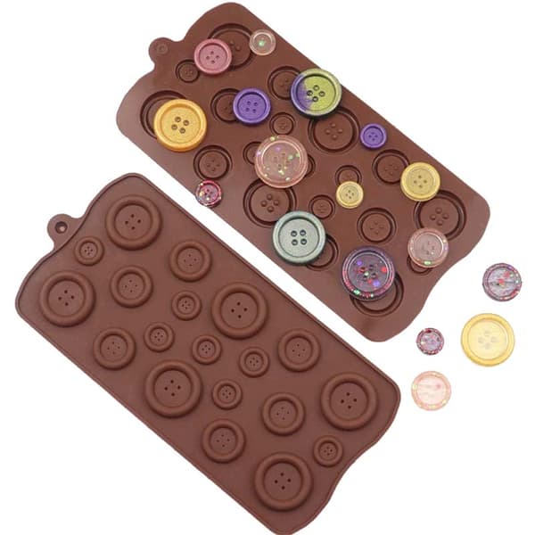Silikoneform Knapper – Form til chokolade, fyldte chokolader og kagedekorationer