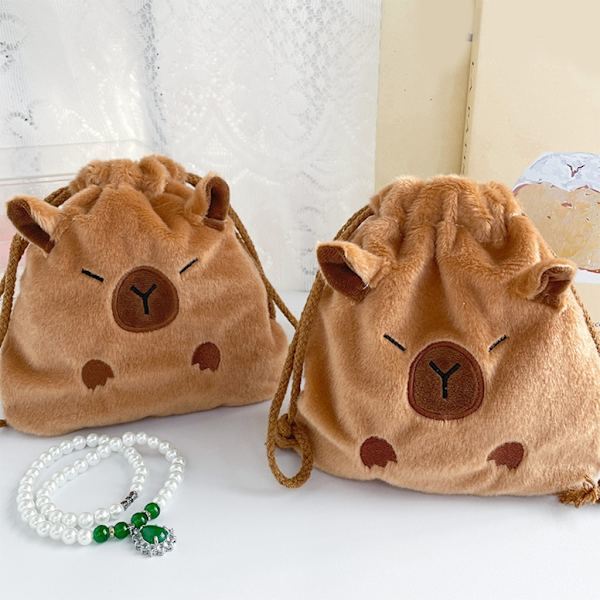 Fashionable Guinea Pig Plush Storage Bag Drawstring Gift Bags for Cosmetics
