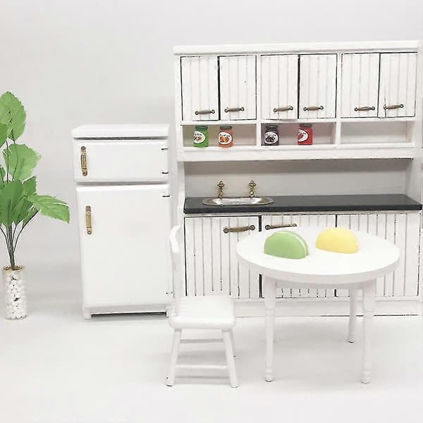 1:12 White Mini Refrigerator Excellent Furniture Model Kitchen Accessories