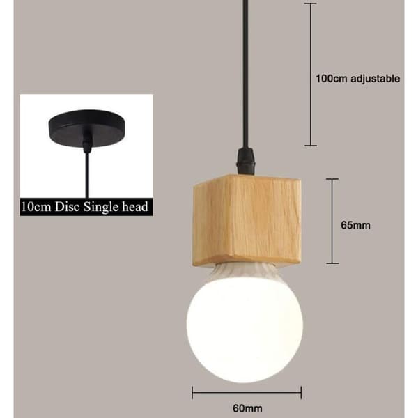 E27 Kreativ Industriel Pendel i Træ, Moderne Loftlampe, Samtidsbelysningsarmatur (Type A)