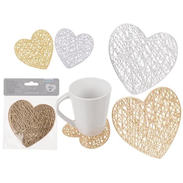 Glassbrikker Hjerte / Underlegg til Glass - 4-Pakning Silver silver